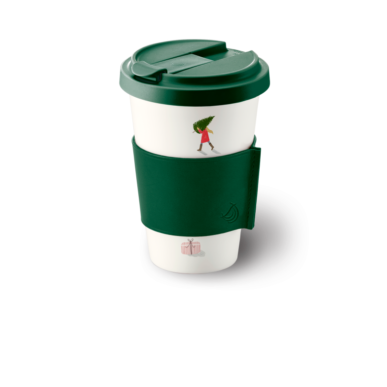 Fine Bone China Coffee-To-Go Cup with leather sleeve in Multiple Colors (0,4l) 